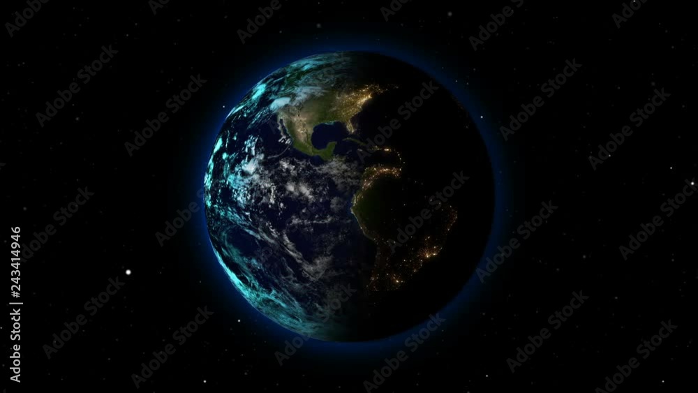 Realistic Earth Rotating on black (Loop). Texture map courtesy of NASA. Realistic Earth Rotating on black (Loop). Texture map courtesy of NASA.