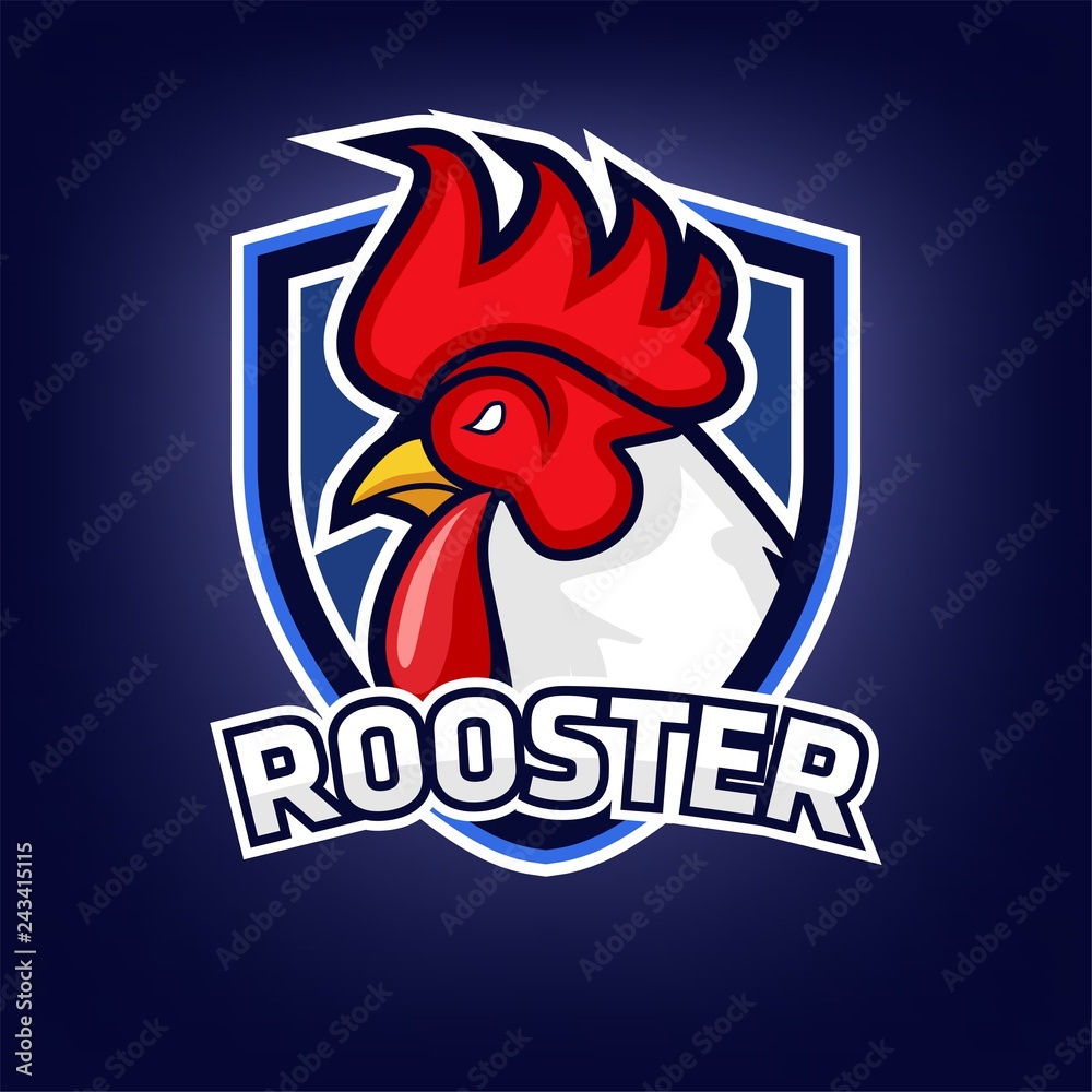 modern rooster logo with blue background modern rooster logo with blue background