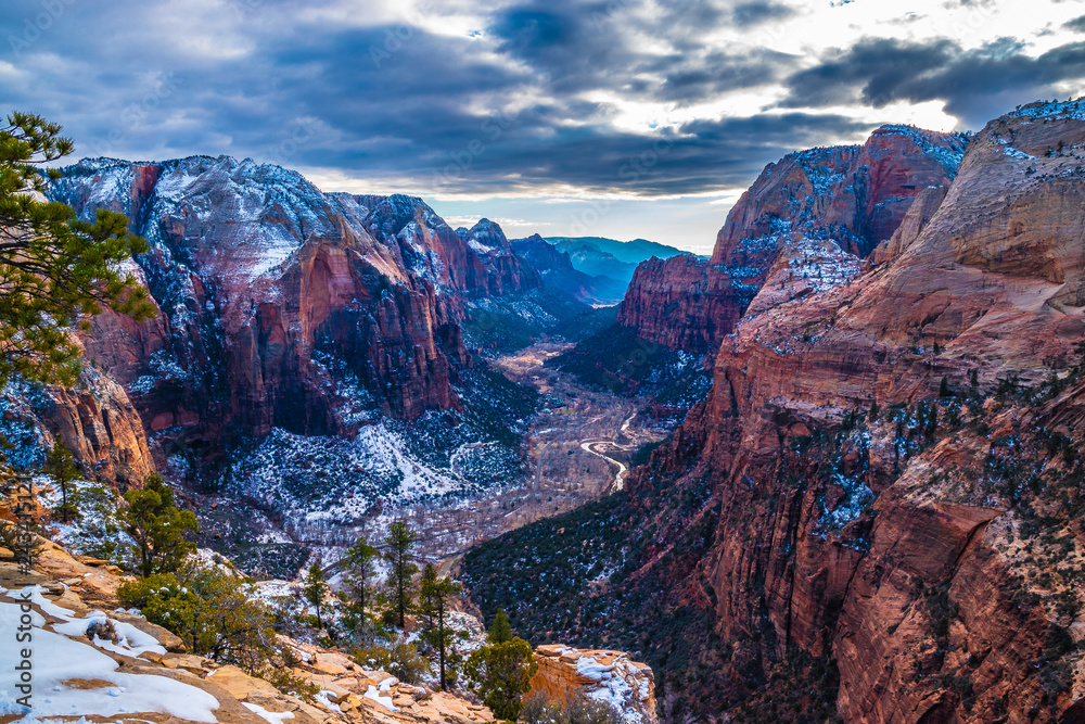 Hiking in the Winter Through Zion National Park in Utah