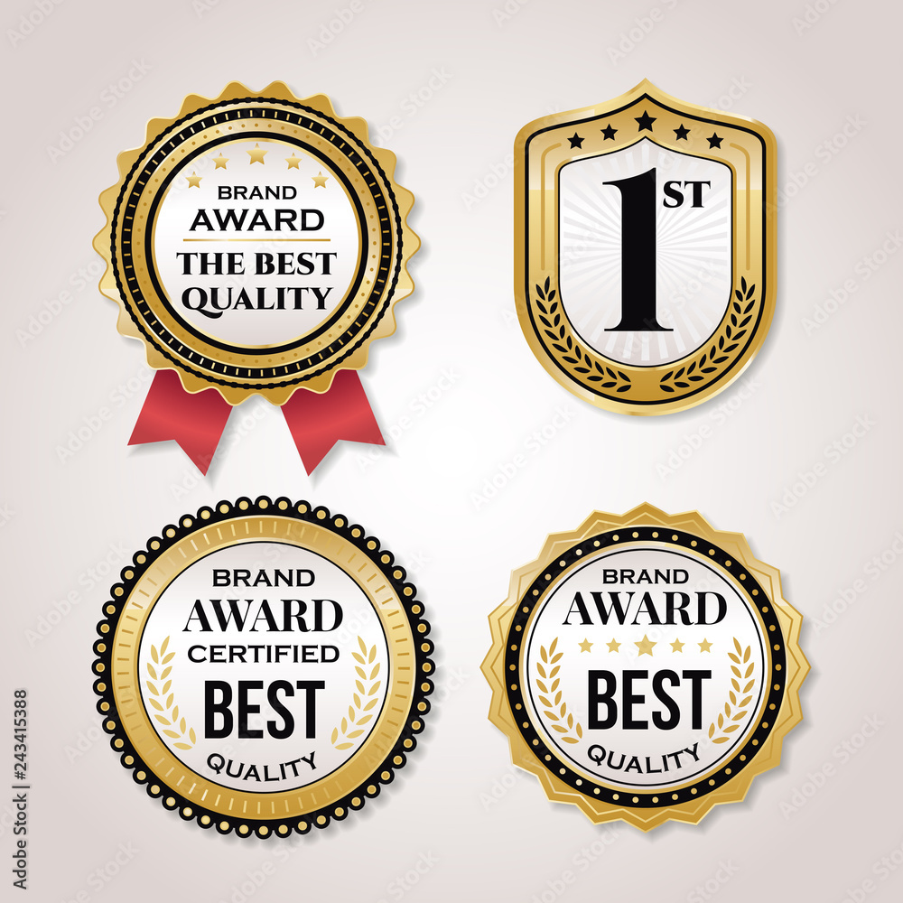 Elegant pearl white labels set. Golden Pearl badge collection.