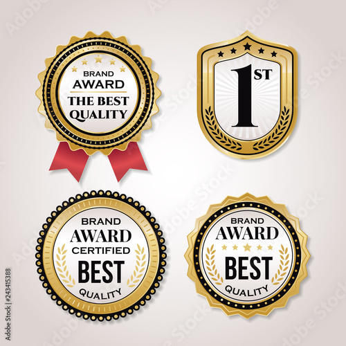 Elegant pearl white labels set. Golden Pearl badge collection.