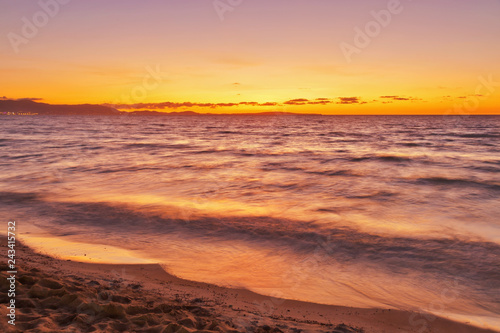 El Arenal beach near Palma de Mallorca in sunset time