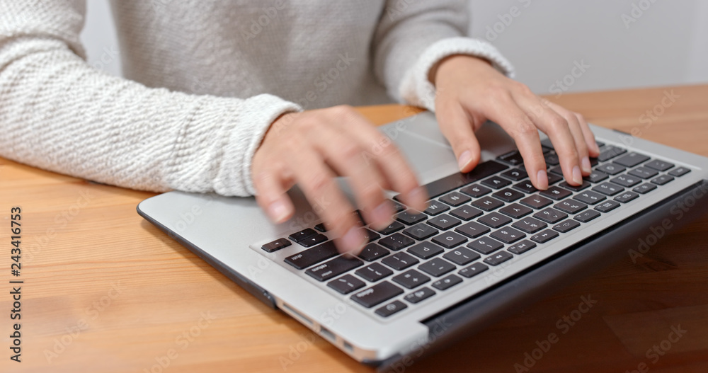 Woman work on laptop computer Woman work on laptop computer