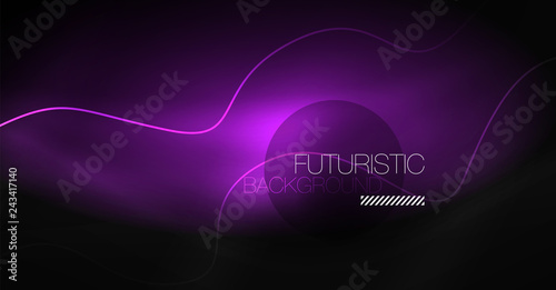 Neon lines wave background. Abstract composition