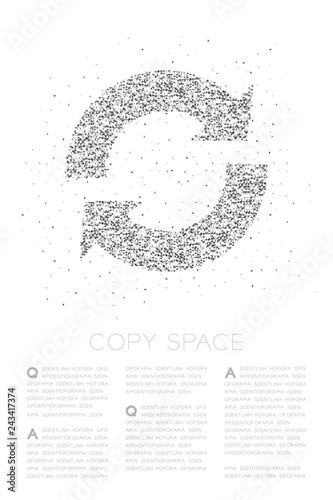 Abstract Geometric Low polygon square box pixel and Triangle pattern Sync sign icon, Data technology concept design black color illustration on white background with copy space, vector eps 10