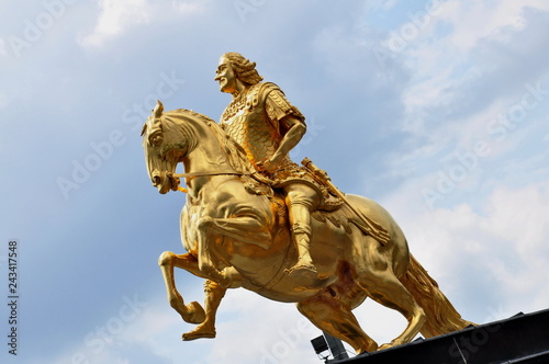 Goldener Reiter Denkmal   statue in Dresden,august 2016