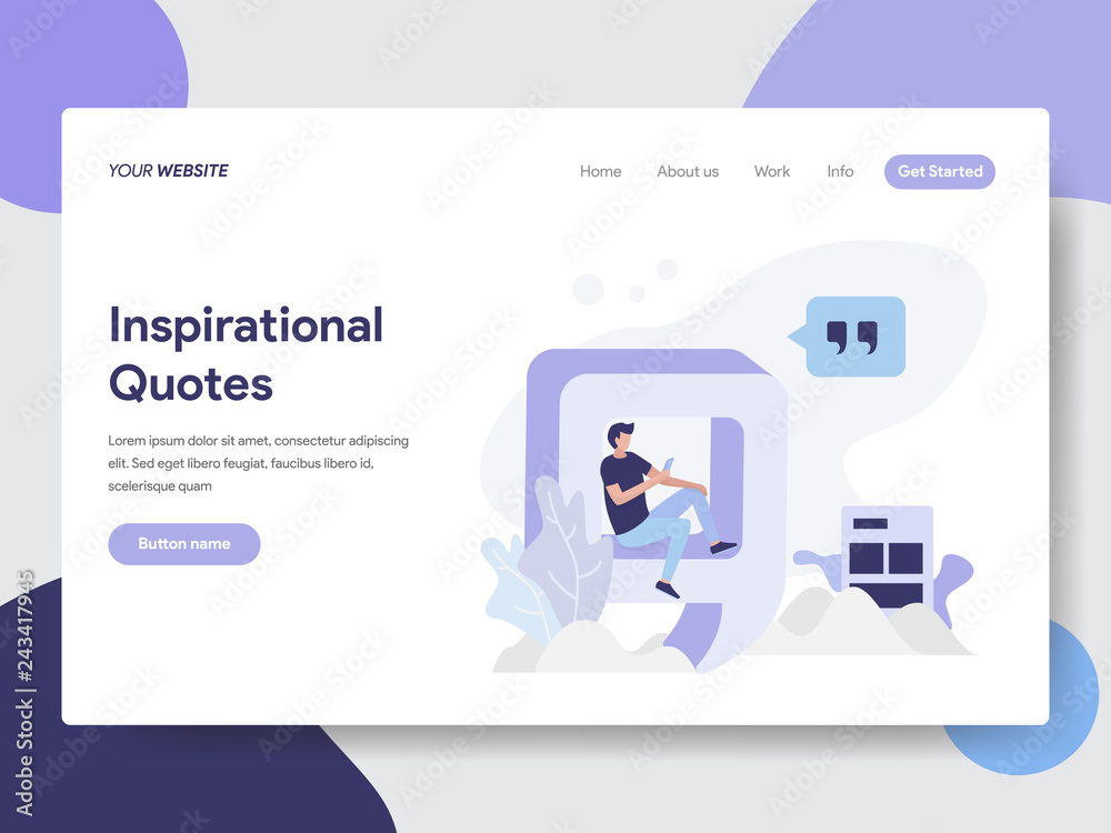 Landing page template of Inspirational Quotes Illustration Concept. Modern flat design concept of web page design for website and mobile website.Vector illustration Landing page template of Inspirational Quotes Illustration Concept. Modern flat design concept of web page design for website and mobile website.Vector illustration