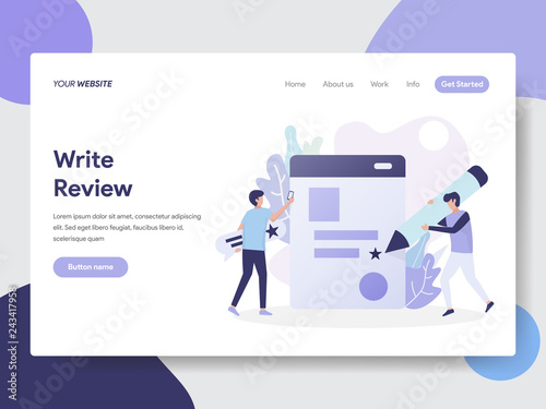 Landing page template of Write Review Illustration Concept. Modern flat design concept of web page design for website and mobile website.Vector illustration