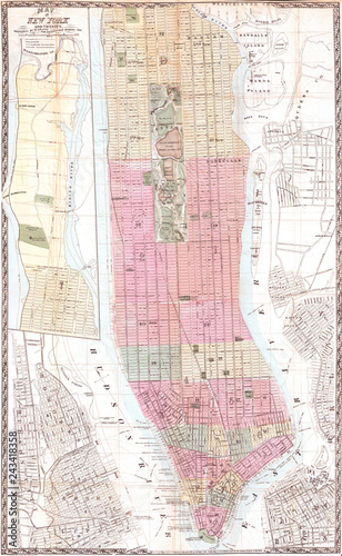 Old Map of New York City, 1865, Dripps © PicturePast