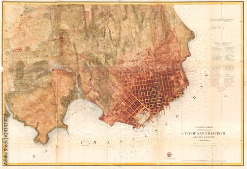 Old Map of San Francisco, Califorina, 1858, U.S. Coast Survey Chart