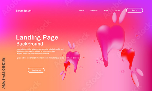 Liquid background design with futuristic love heart Fluid gradient shapes composition vector