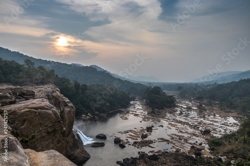 Athirappilly Falls, is situated in the border of Ayyampuzha Panchayat in Aluva Taluk of Ernakulam District and Athirappilly Panchayat in Chalakudy Taluk of Thrissur District in Kerala, India