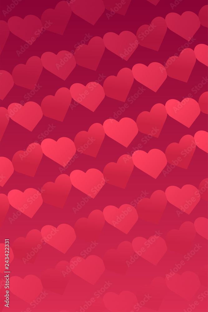 Heart paper chain pattern, Valentine's day concept design illustration isolated on pink gradients background with copy space