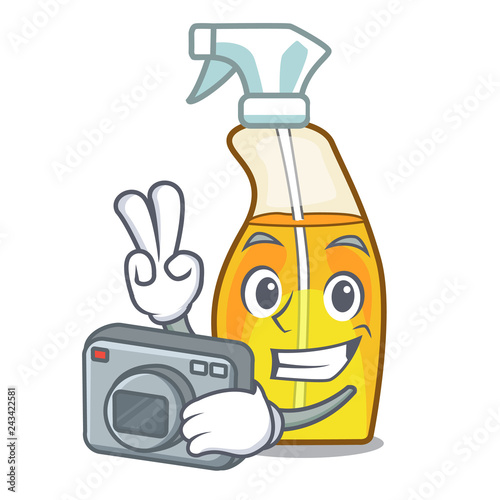 Photographer spray bottle on the mascot table