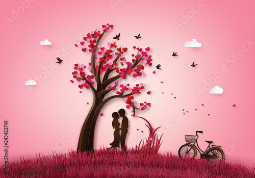 Two enamored under a love tree photo