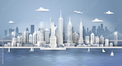 New York City panorama skyline with urban skyscrapers