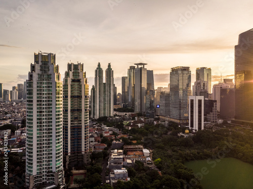 Sunset over Jakarta financial district