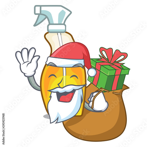 Santa with gift spray bottles are isolated from cartoons