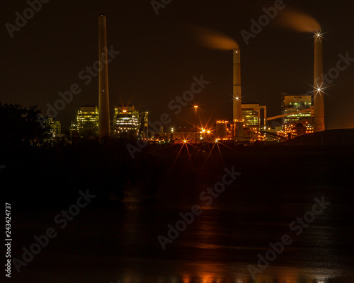 coal fired electrical generating plant on calaveras lake.