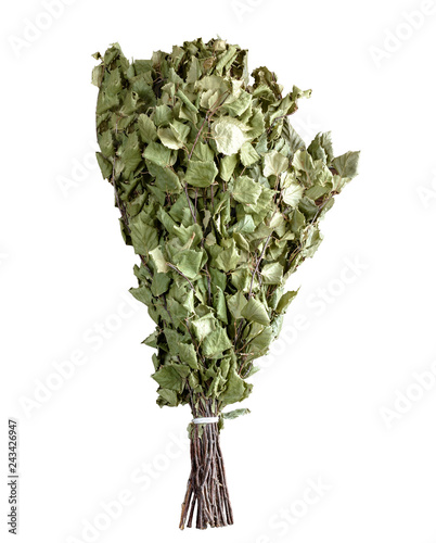 birch broom for the bath. Russian tradition. Isolated