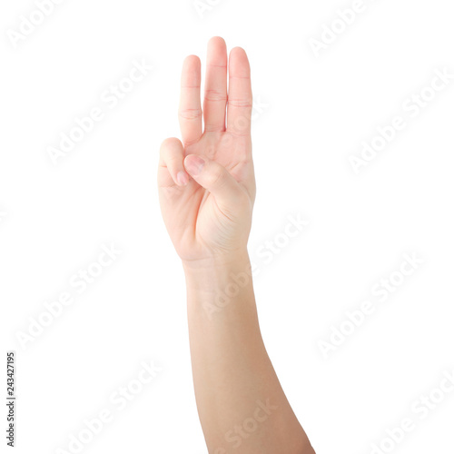 Hands showing signs of counting with fingers. with clipping path. © JuYochi