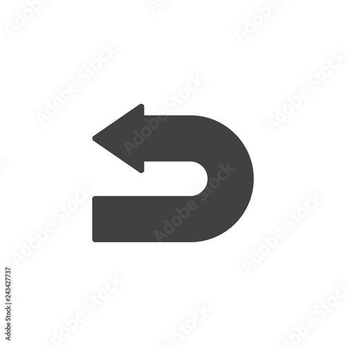 Turn back arrow vector icon. filled flat sign for mobile concept and web design. Return arrow direction simple solid icon. Symbol, logo illustration. Pixel perfect vector graphics
