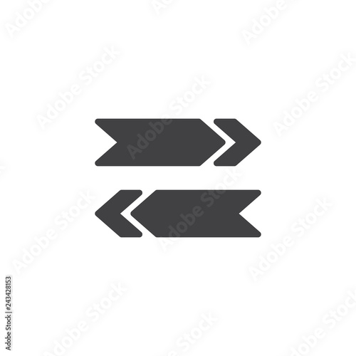 Right and left arrows vector icon. filled flat sign for mobile concept and web design. Two way arrow direction simple solid icon. Symbol, logo illustration. Pixel perfect vector graphics