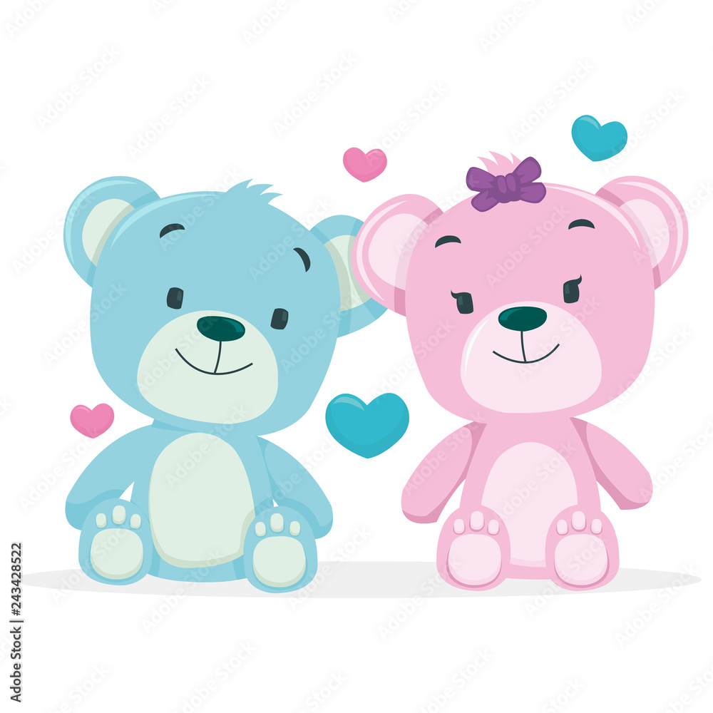 A bears couple isolated on white background A bears couple isolated on white background