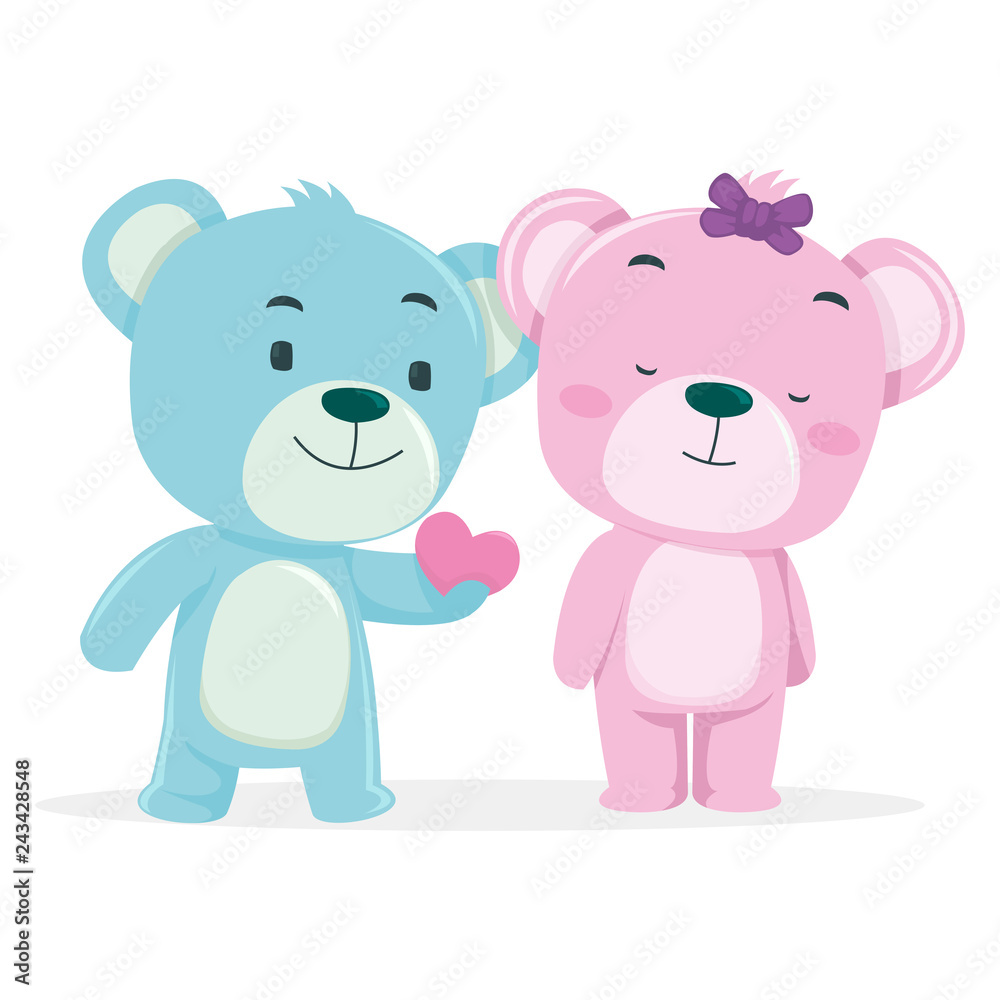 Cute bears give a gift to his partner in valentine day Cute bears give a gift to his partner in valentine day