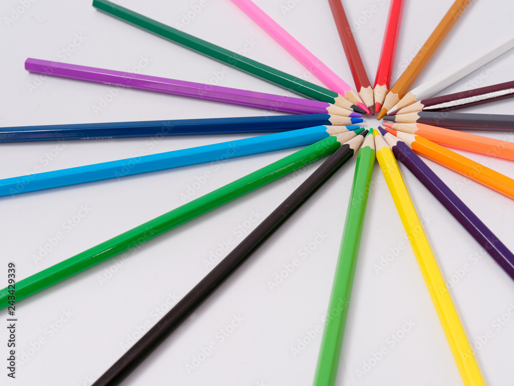 colored pencils sharpened on a white background. colored pencils sharpened on a white background.