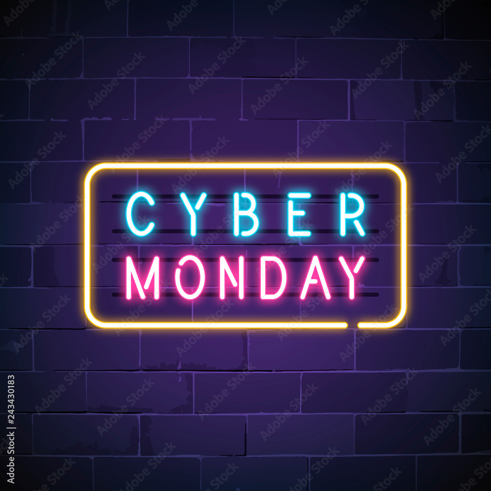 Cyber Monday neon sign vector