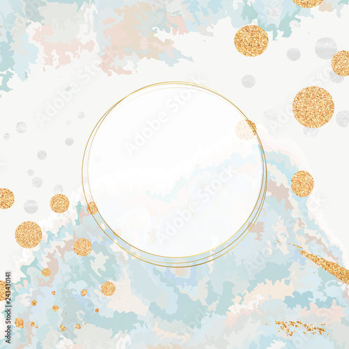 Paint pour background with round frame vector