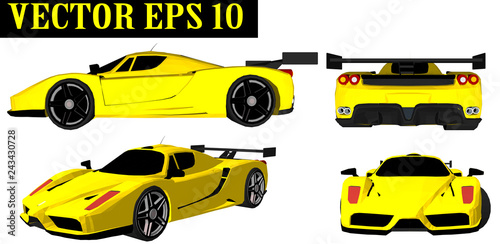 Yellow sports car vector