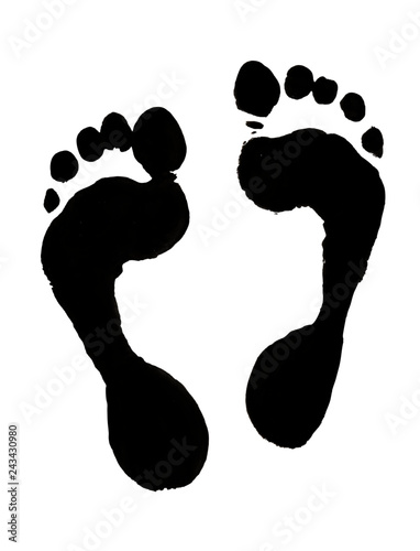 Human foot prints isolated on a white background 
