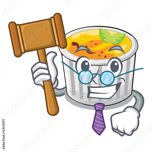 Judge creme brulee served on mascot plate