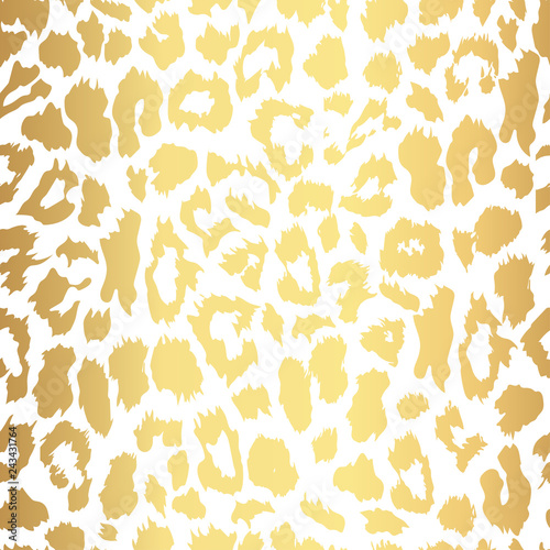Fototapeta Seamless gold leopard print. Vector pattern, texture, background
