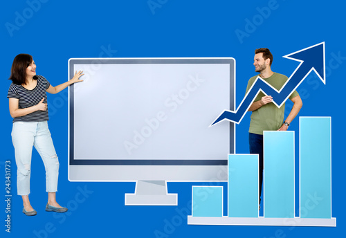 People with business growth icon isolated