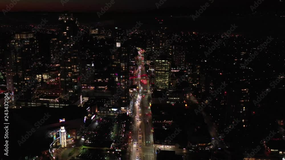 Cityscape Night. Aerial Flight. Evening illumination. 4K. Cityscape Night. Aerial Flight. Evening illumination. 4K.