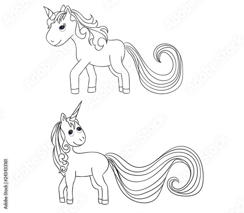 vector isolated unicorn coloring book