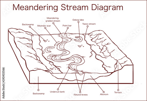 Vector illustration of a Meandering Stream