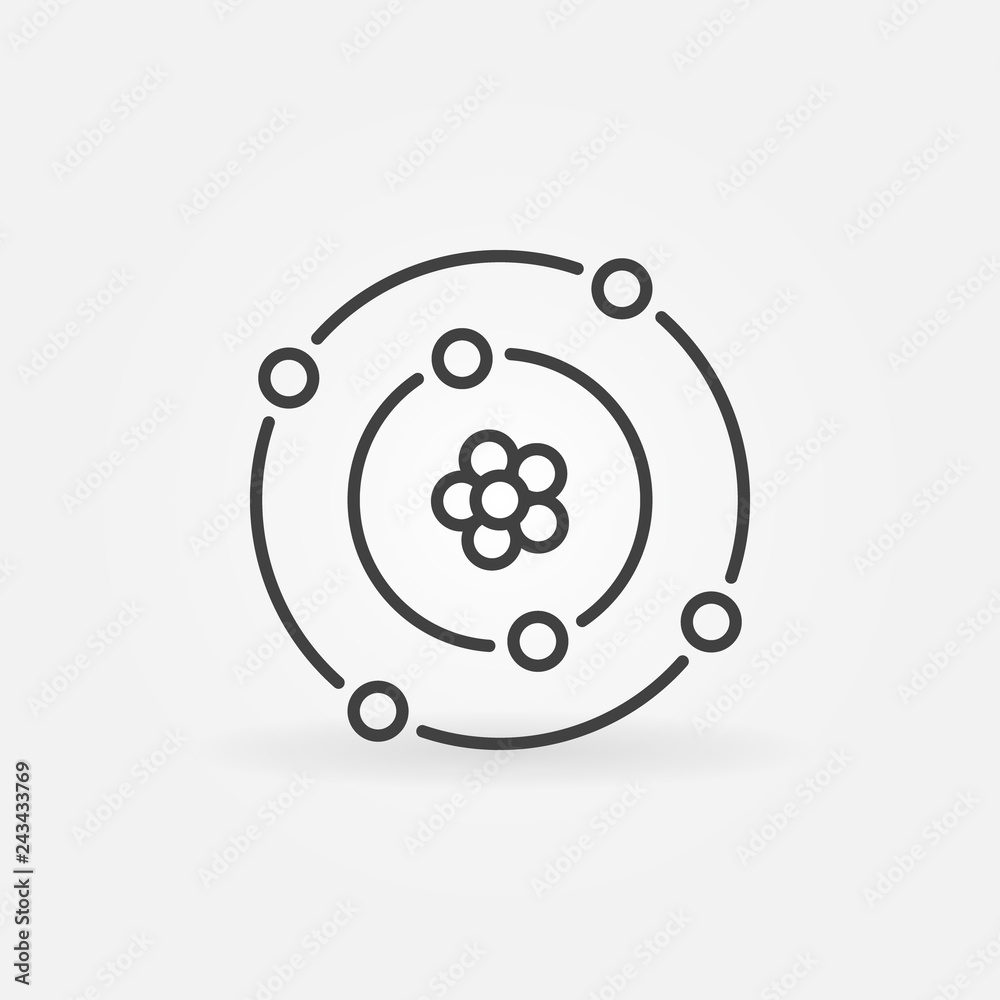 Atom with nucleus and electrons outline vector icon or symbol Atom with nucleus and electrons outline vector icon or symbol