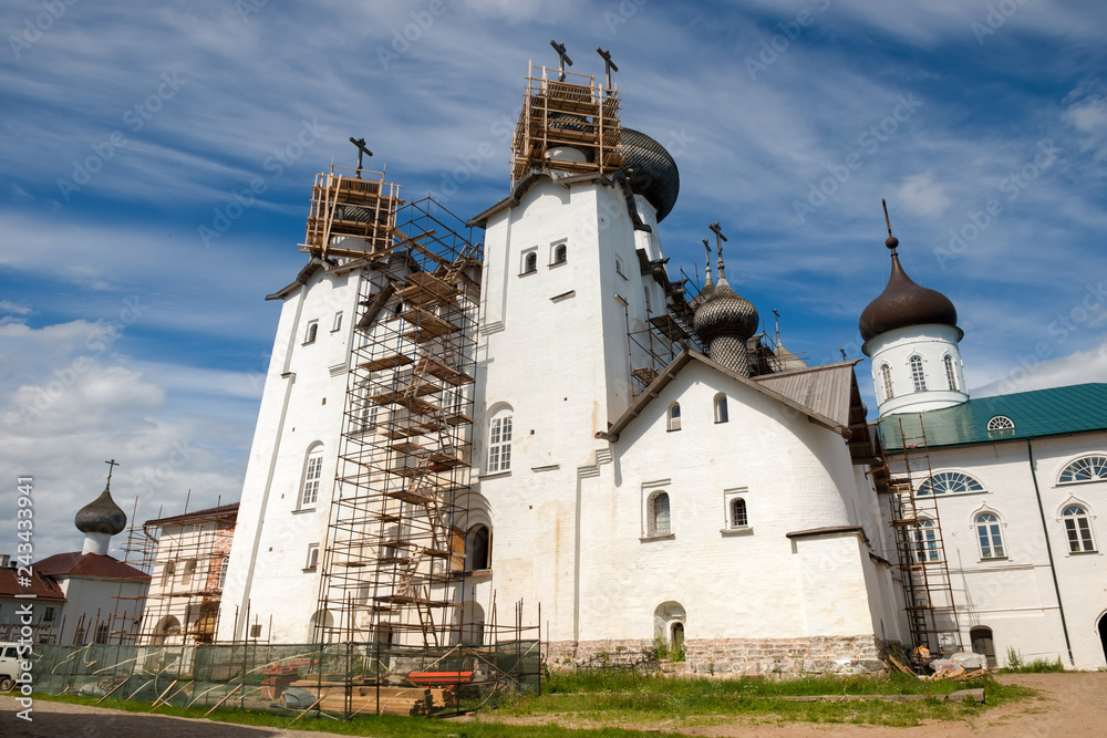 SOLOVKI, REPUBLIC OF KARELIA, RUSSIA - JUNE 27, 2018: In the Spaso-Preobrazhensky Solovetsky Monastery. Russia, Arkhangelsk region, Primorsky district, Solovki