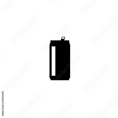 Drink can vector icon isolated on white background, flat silhouette design, shape