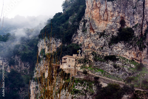 Old monastery in mountains, Arcadia, Greece. Moni Timiou Prodromou. photo