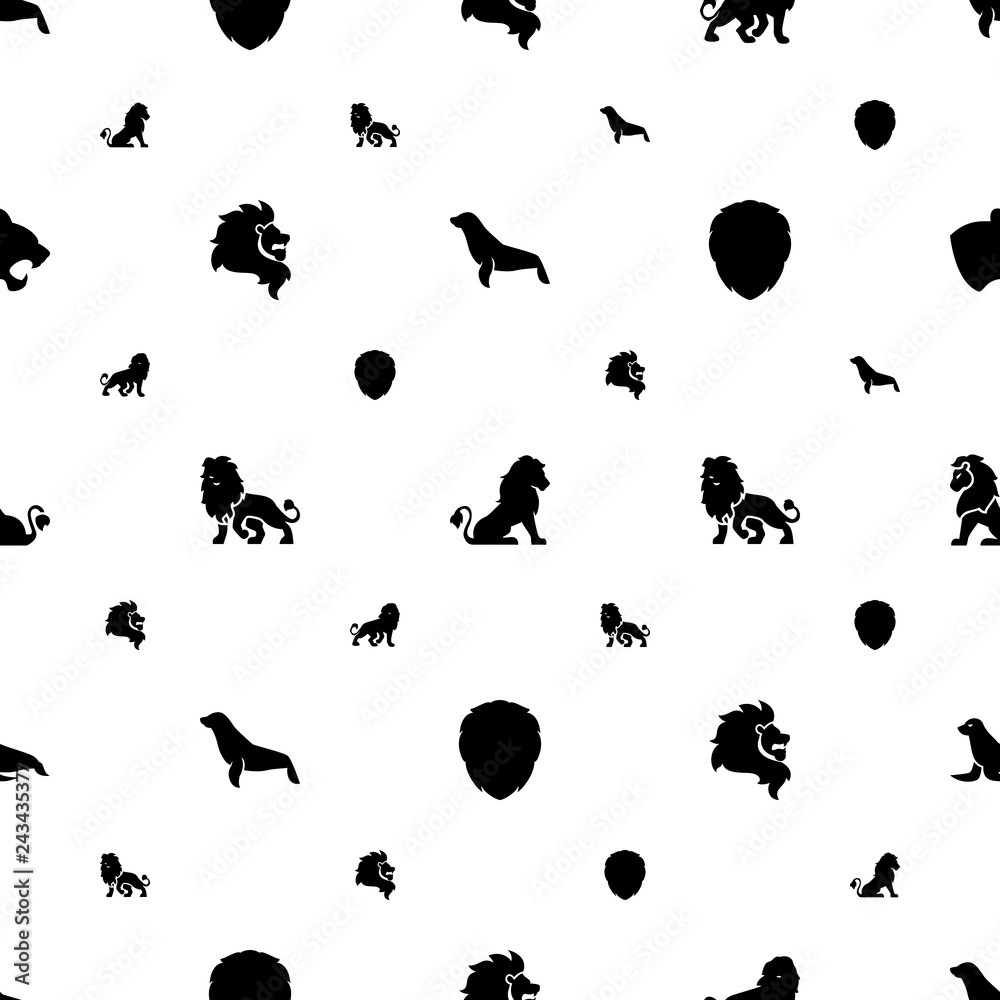 Fototapeta premium lion icons pattern seamless white background
