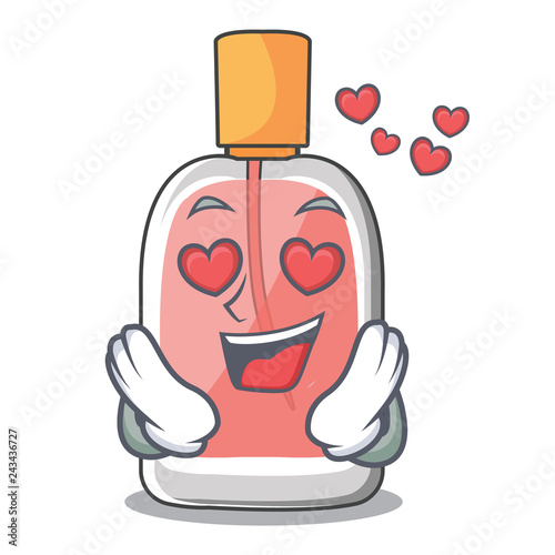 In love perfume bottle on the character table photo