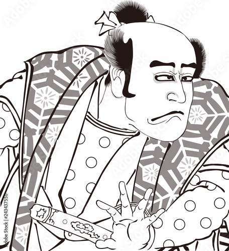 浮世絵　歌舞伎役者　その9　白黒