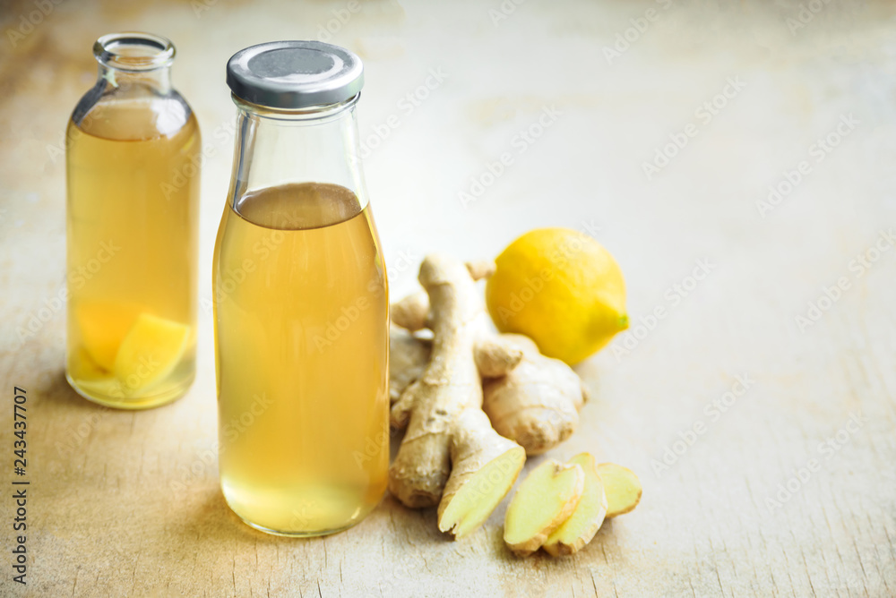 Bottle of detox ginger drink Bottle of detox ginger drink