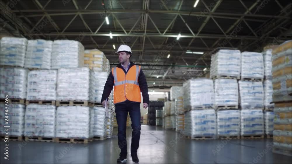 Staff worker control in freezing room or warehouse Staff worker control in freezing room or warehouse