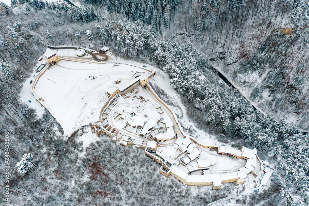 Φωτογραφία Top down view of Rasnov Fortress in Transylvania Romania